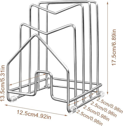 2 Pack Pot Lid Organizer Cutting Board Holder Inside Cabinet 304 Stainless - Image 2
