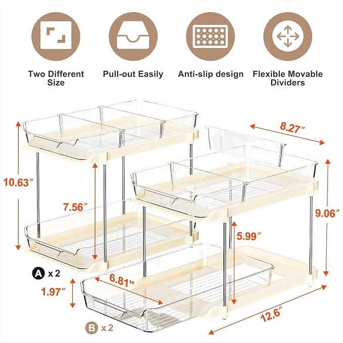 Delamu 2-Tier Multi-Purpose Bathroom Under Sink Organizers and Storage - Image 2
