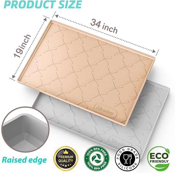 SIKADEER Under Sink Mat Waterproof 34" x 19", Silicone Mat Kitchen Drawer Shelf - Image 3