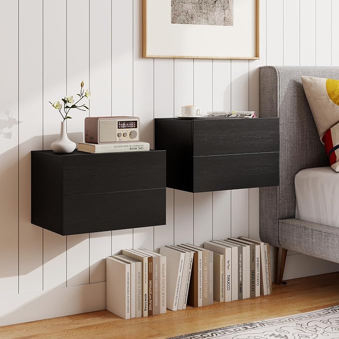 KOMFOTT Floating Nightstand Set of 2, Wall Mounted Night Stand by KOMFOTT