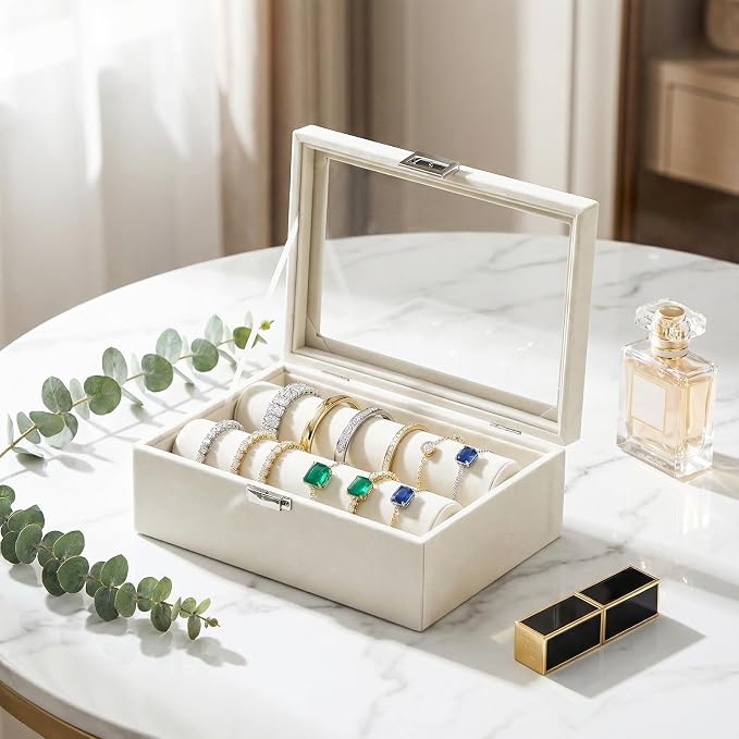 Bracelet Display Holder with Clear Lid, Jewelry Storage Organizer Box Case with - Image 2