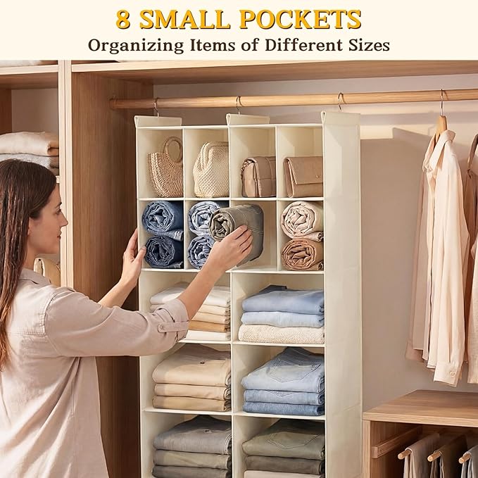 Ofiray-home 3 Tier Hanging Closet Organizer, 10 Compartments Sweater Organizer - Image 5
