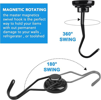 MIKEDE Black Magnetic Hooks Heavy Duty, 80 lb+ Strong Swivel Swing Neodymium - Image 4