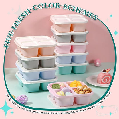 Honeydak 10 Pack Snack Container 4 Compartment Reusable Bento Snack Boxes - Image 4