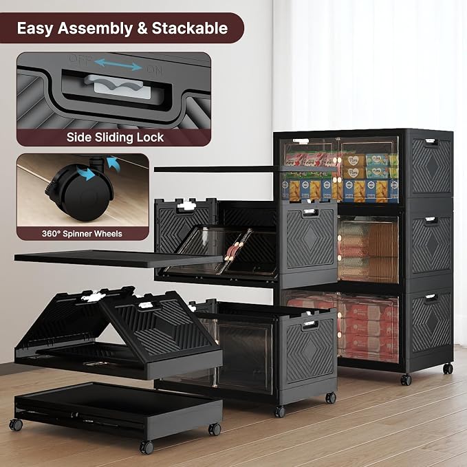 UAMFURI Stackable Storage Bins, 336QT Collapsible Drawers - Image 3