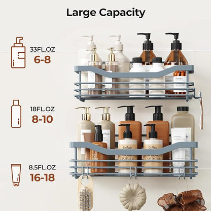 Orimade Shower Caddy Basket Shelf Storage Rack, No Drilling Wall Mounted - Image 4