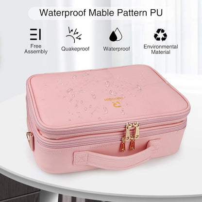 Relavel Makeup Bag Travel Makeup Train Case 13.8 inches Large Cosmetic Case - Image 4