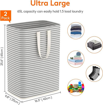 Lifewit 2 Pack Laundry Basket 65L Each, Collapsible Clothes Hamper - Image 3
