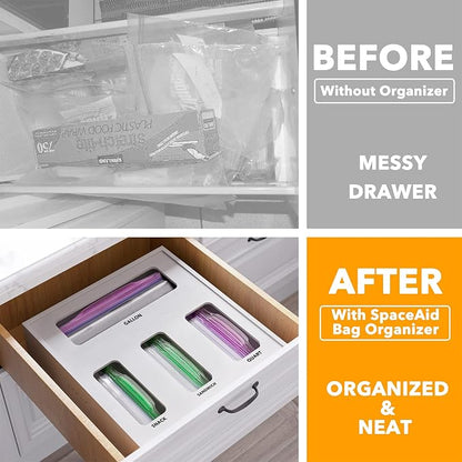 SpaceAid Bag Storage Organizer for Kitchen Drawer, Bamboo Organizer, Compatible - Image 2