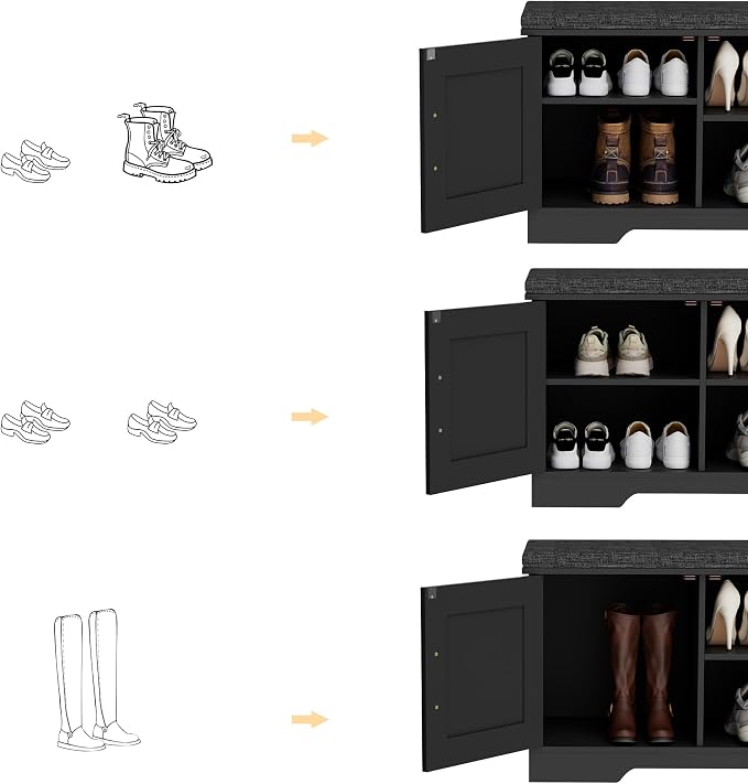 HOMSHO Farmhouse Shoe Storage Bench - Image 5