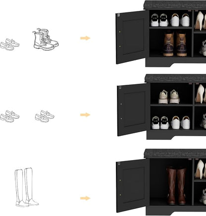 HOMSHO Farmhouse Shoe Storage Bench - Image 5