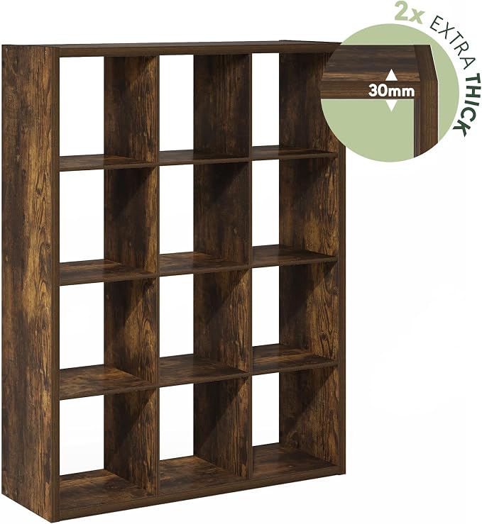 Furinno Cubicle Book Shelf, 12-Cube Bookshelf, Extra Thick Frame Reversible - Image 6