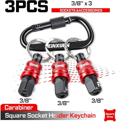 Geinxurn 3Pcs Socket Holder Keychain, 3/8" Drive Quick Release & Quick Change - Image 2