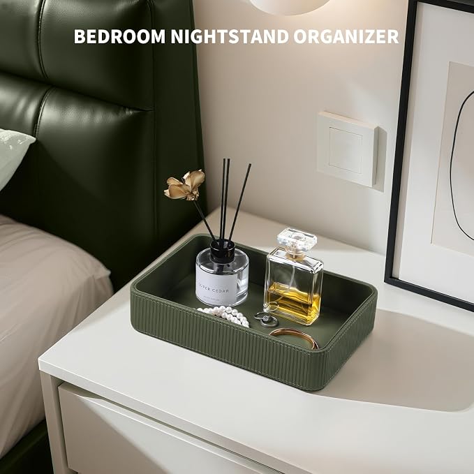 PU Leather Valet Tray Organizer, Modern Nightstand Organizer Bedside Desktop - Image 2