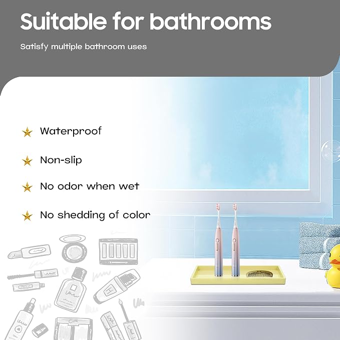 Vanity and Bathroom Tray, 6.3" ABS Countertop Organizer, Waterproof Vanity Tray - Image 2