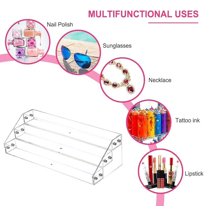Acrylic Nail Polish Organizer Rack, 3 Tier Paint rack and Storage Shelf - Image 5