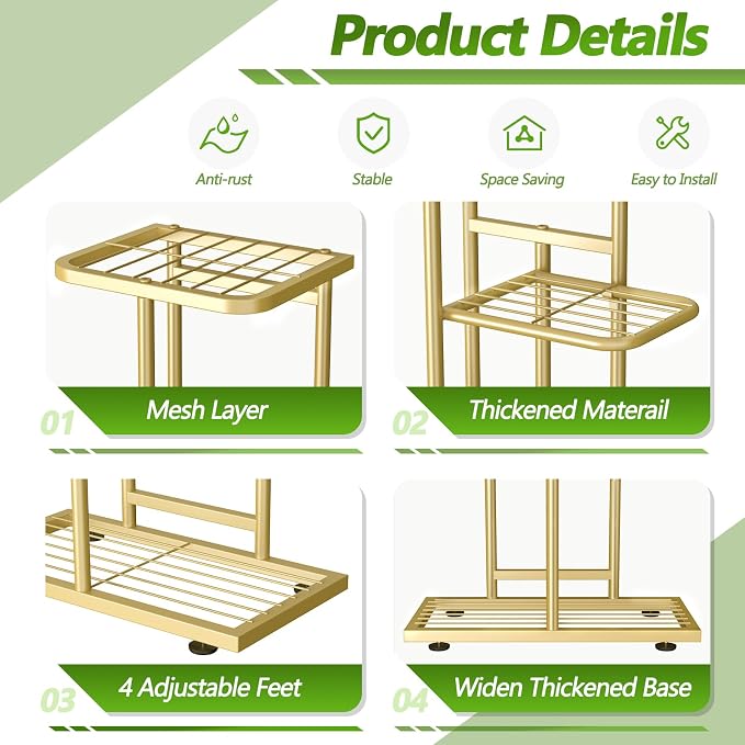 8 Tier 9 Potted Gold Plant Stand Indoor - Image 5