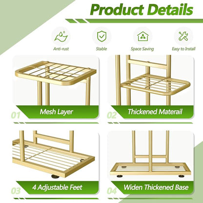8 Tier 9 Potted Gold Plant Stand Indoor - Image 5