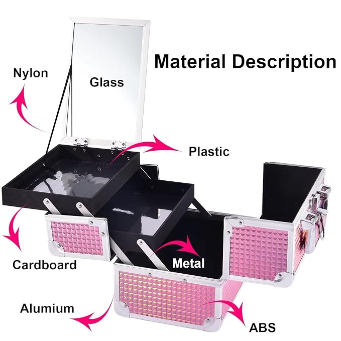 Joligrace Makeup Train Case Makeup Case Organizer Portable Cosmetic Box Storage - Image 8