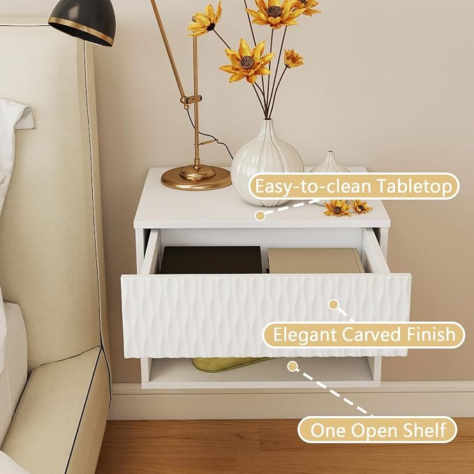 Floating Nightstand Set of 2, Modern Bedside Tables - Image 4