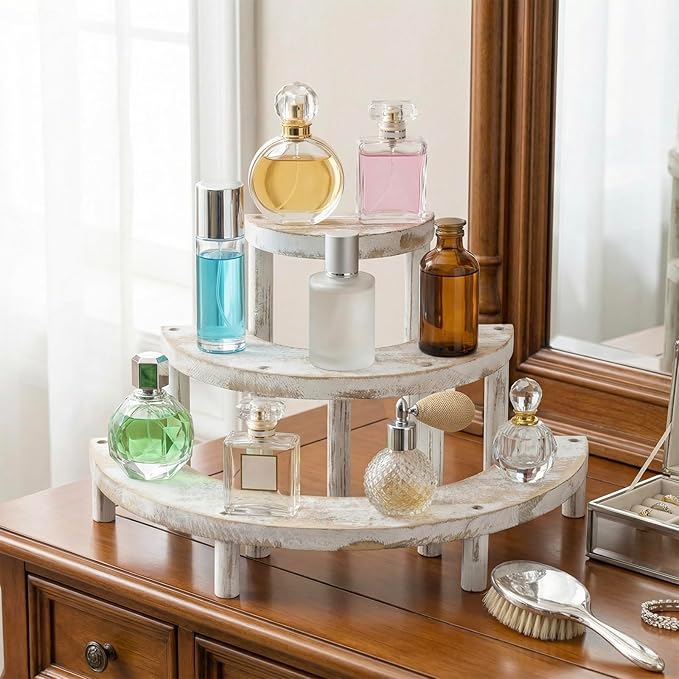 MyGift 3 Tier Wooden Display Riser Stand, Cupcake Stand & Perfume Organizer - Image 4