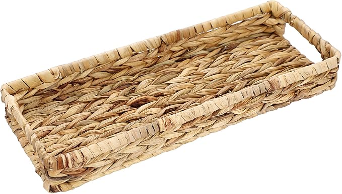 Hipiwe Wicker Toilet Tank Basket 16.9 Inch Bathroom Vanity Tray by Hipiwe