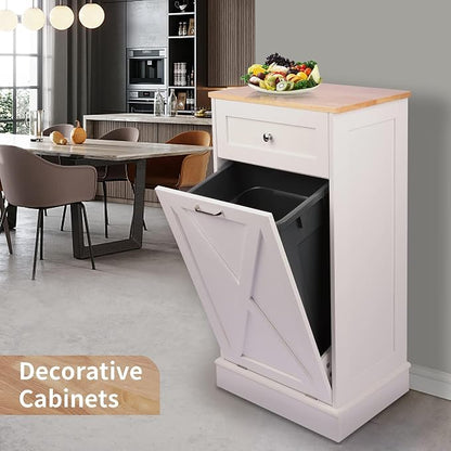 Betterhood Tilt Out Trash Cabinet 10 Gallon Wooden Free Standing Laundry Sorter - Image 3
