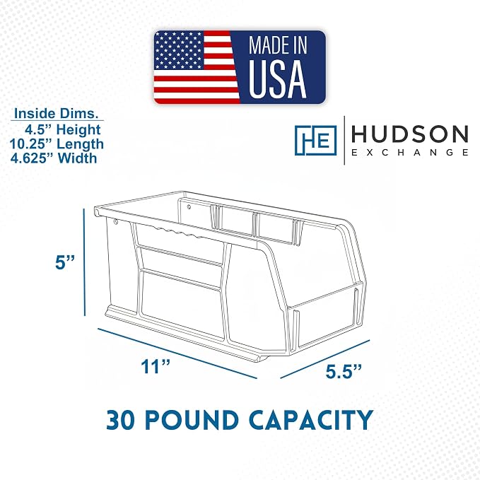 HE HUDSON EXCHANGE 11" x 5.5" x 5" Plastic Stackable Storage Bin - Image 4