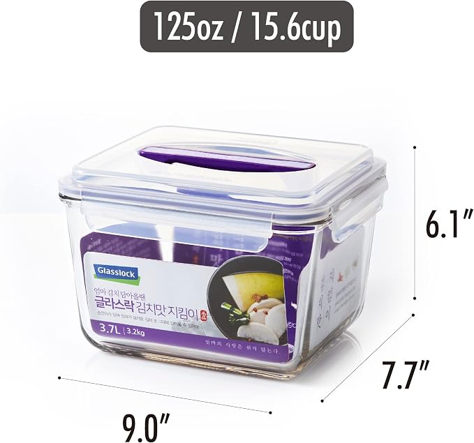 GLASSLOCK 125 Oz Glass Food Storage set of 2 – Large Capacity, Airtight & - Image 2