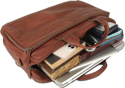 Leather briefcase 18 Inch Laptop Messenger Bags - Image 4