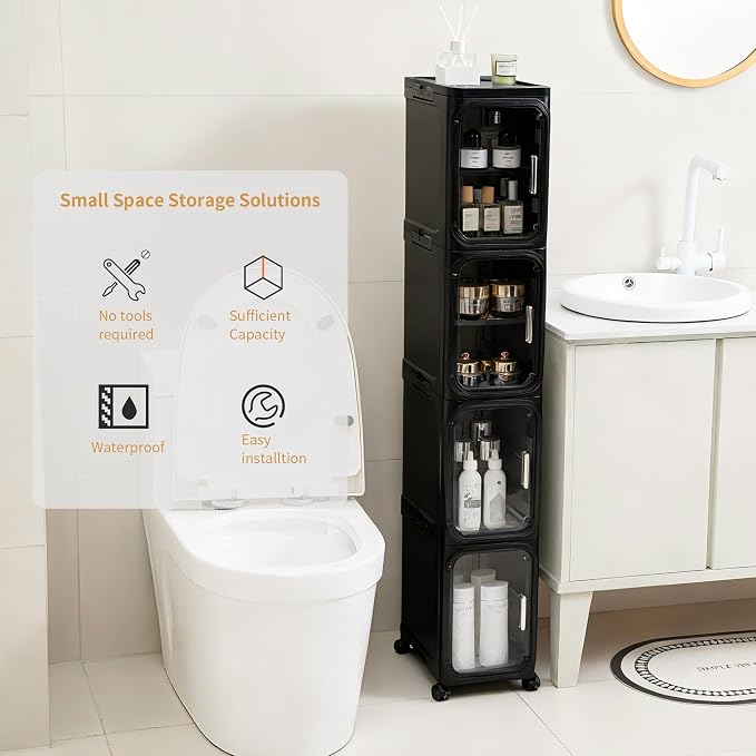2-Tier Narrow Slim Bathroom Storage Cabinet - Image 3
