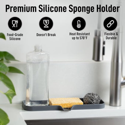 Zulay Kitchen Large Silicone Sponge Holder – Flexible Sink Organizer Tray - Image 2