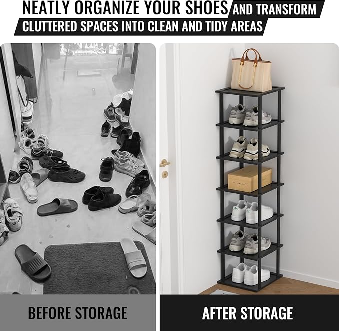 Bamboo Free Standing Shoe Rack Shelf Multi Tier Tall Wooden Stackable Shoes - Image 6