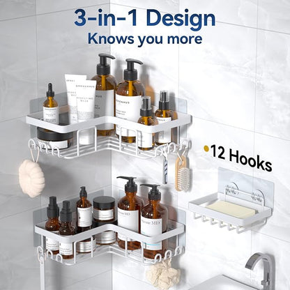 YASONIC Corner Adhesive Shower Caddy, - Image 5