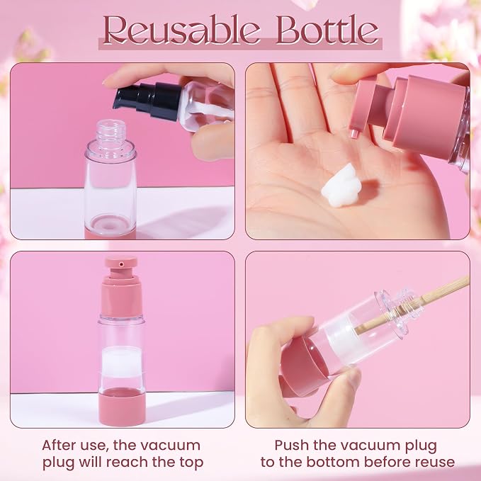 1oz 30ml Airless Pump Bottles, Refillable Leak Proof Travel Pump Bottle - Image 5