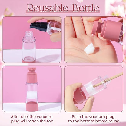 1oz 30ml Airless Pump Bottles, Refillable Leak Proof Travel Pump Bottle - Image 5