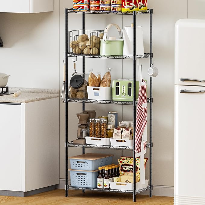 Storage Shelves, 21.3" W x 11.8" D x 58.5" H Wire Shelving Unit Loads 550LBS - Image 2
