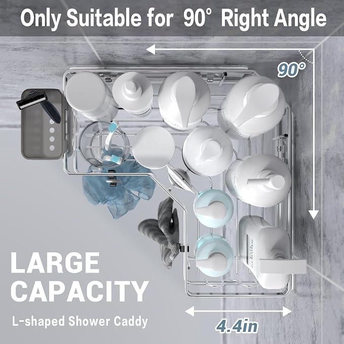 AKTECKE Corner Shower Caddy Shelf Rack: 2 Pack Adhesive Shower Organizer - Image 3