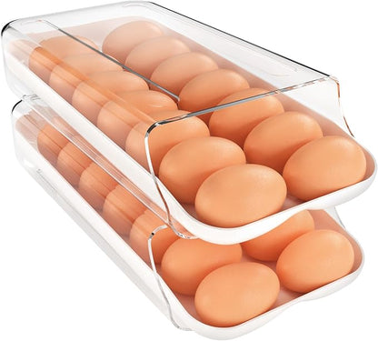 theaoo Egg Holder for Fridge, Automatic Rolling Egg Container for Refrigerator by theaoo