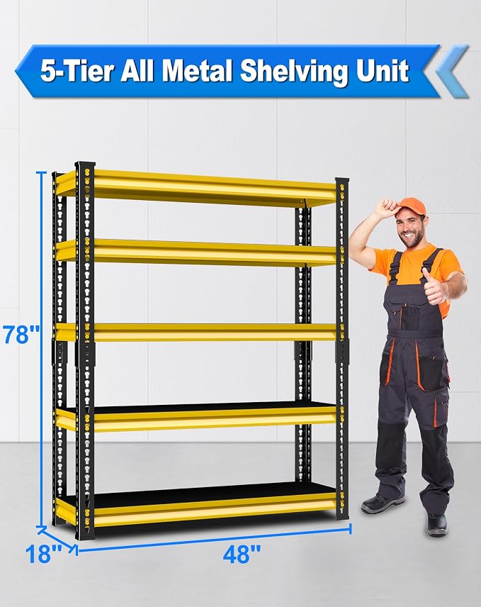 48" W Garage Storage Shelves Heavy Duty, 2800LBS Loads Adjustable Garage - Image 3