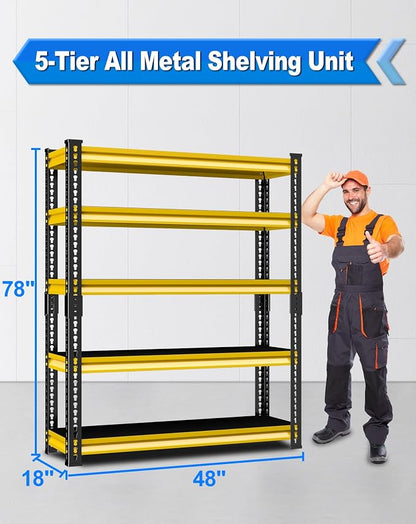 48" W Garage Storage Shelves Heavy Duty, 2800LBS Loads Adjustable Garage - Image 3