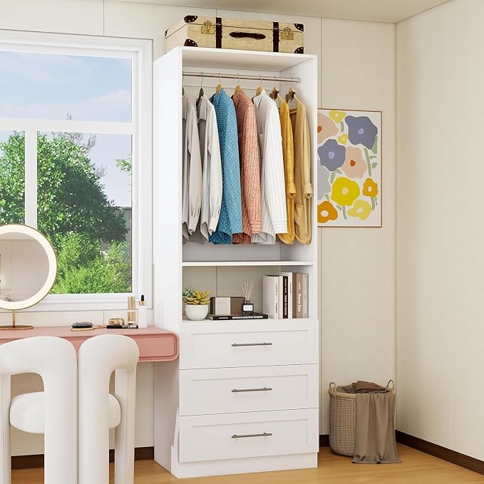 Closet System with Drawers, 2FT Closet Organize System with 3 Drawers & 2 by VOMAVEX