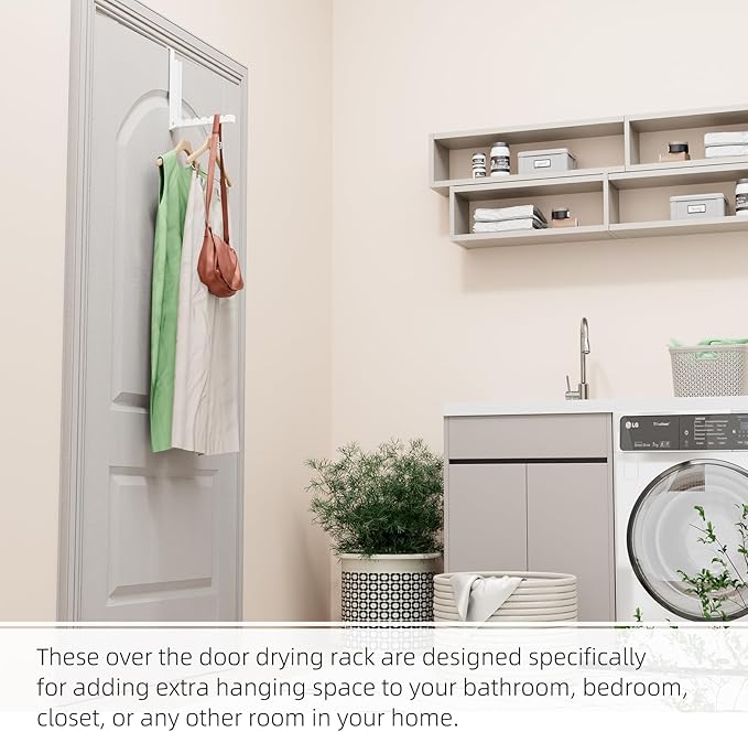Over The Door Hanger Folding Clothes Drying Rack, Folding Hanging Coat Rack - Image 4