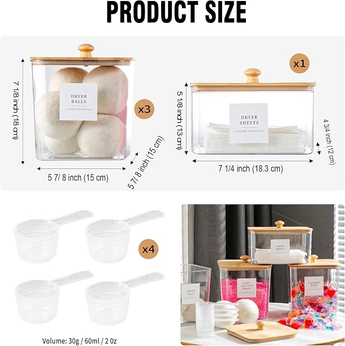 Laundry Room Organization Container, Dryer Sheet Holder Jars - Image 2