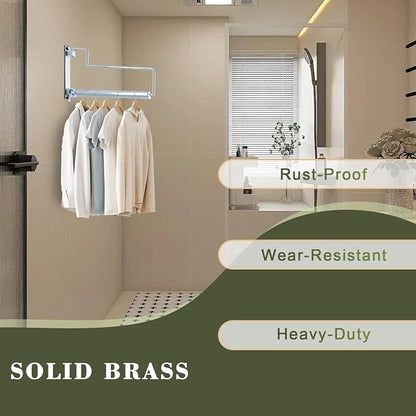 NEWRAIN Chrome Clothes Drying Rack, Wall Mounted Swing Arm Hanger - Image 2