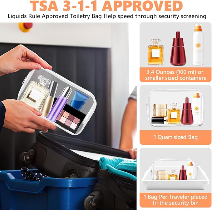 AURUZA Clear Makeup Bag, Portable Travel Toiletry Bags - Image 3