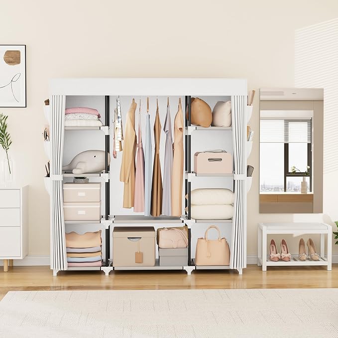 VTRIN Portable Closet Wardrobe for Hanging Clothes 57.3 Inch Large Capacity - Image 2