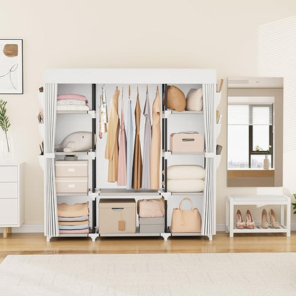 VTRIN Portable Closet Wardrobe for Hanging Clothes 57.3 Inch Large Capacity - Image 2