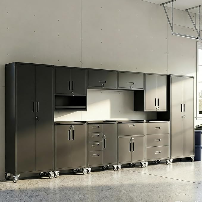 10-Piece Heavy Duty Steel Garage Cabinet System | All-in-One Modular Garage - Image 2