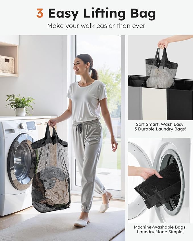 SOLEDI Laundry Hamper 3 section - Image 4